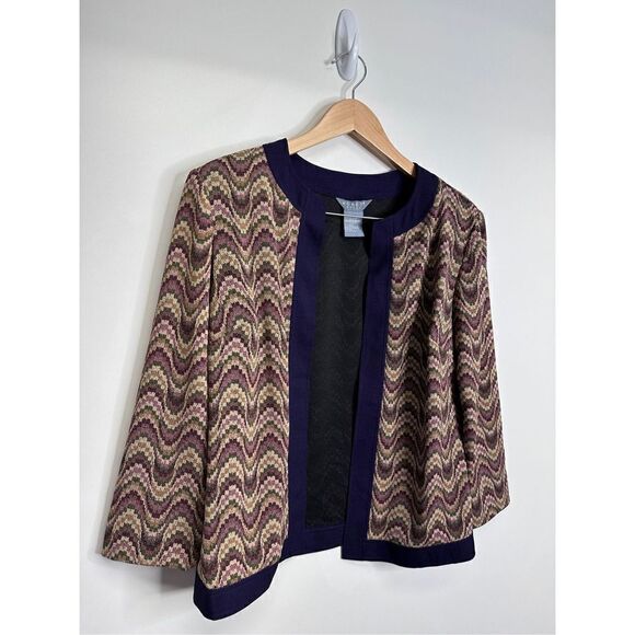 KORET Jacket Womens Open Front Size 10 Purple/Tan - Picture 2 of 6
